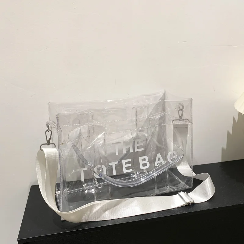 Customized Logo Transparent Handbag Fashion Luxury Transparent PVC Shopping Bag Ladies Shoulder Bag