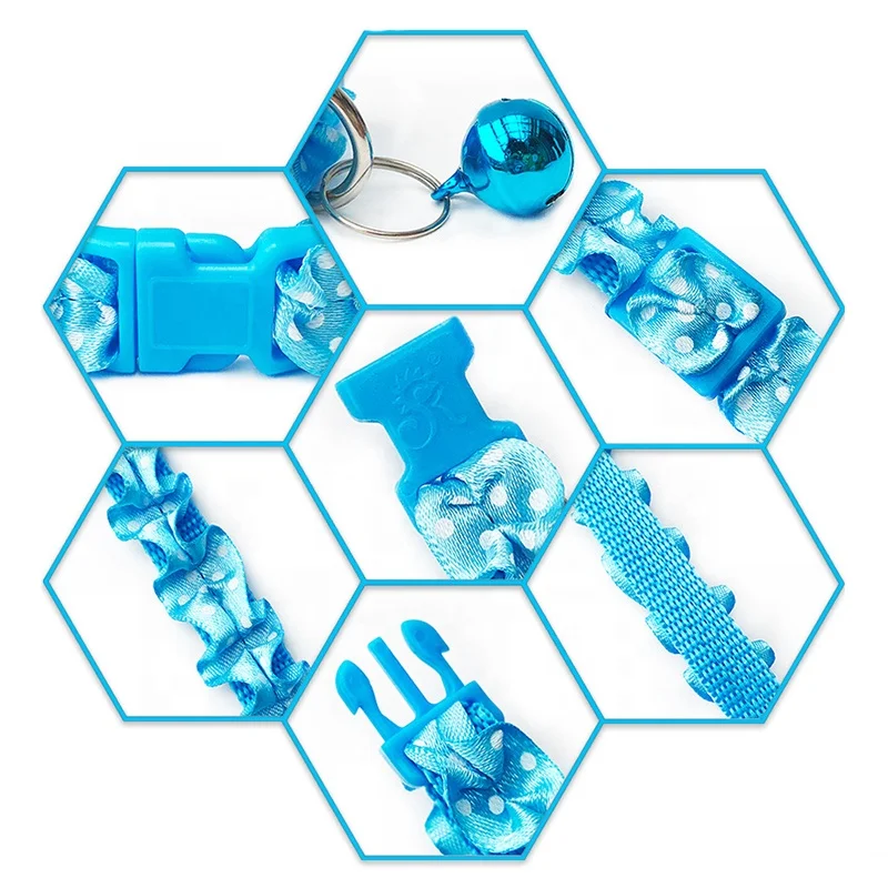 High Quality Lace Cute Dots Airtag Ring Braided Small Dog Collar Cat Neck Collars with Bell