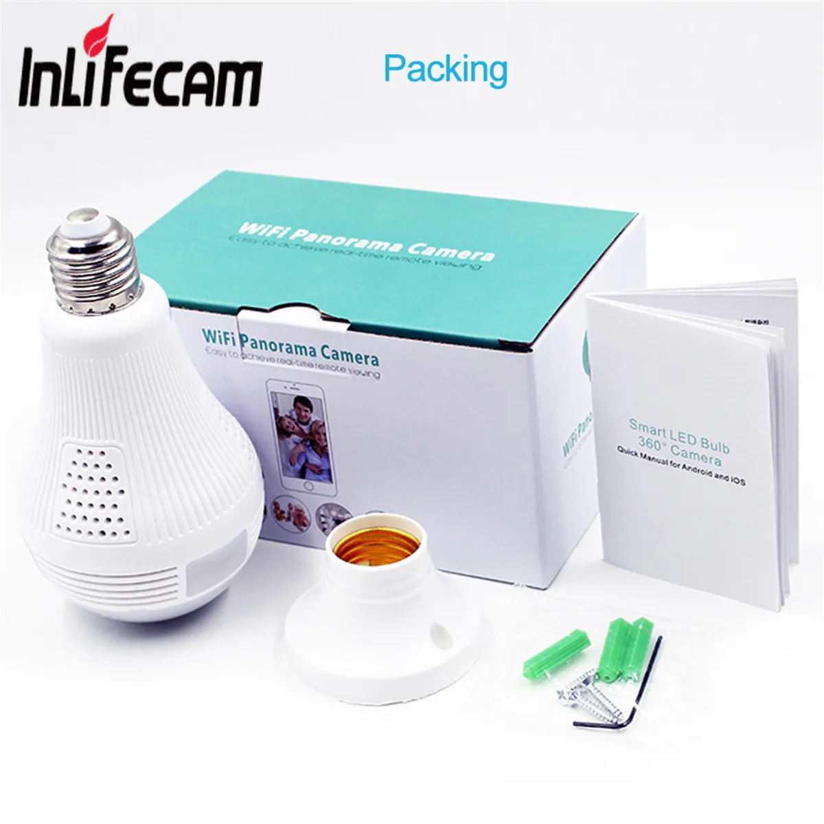 Inlifecam Wifi IP камера Bulb Лампа света Беспроводной 1080P Full HD 360 градусов Панорамный ИК Свет Главная CCTV безопасности В
