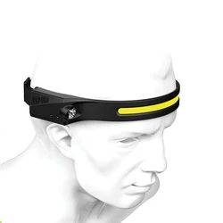 Best Selling Full Vision COB+XPE Silicone Head Lamp Wide Beam TYPE-C Rechargeable Rubber Led Headlamp With Motion Sensor