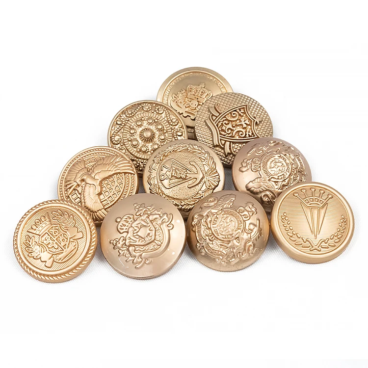 Wholesale Custom logo fancy uniform metal suit blazetr shank designer golden coats shiny gold buttons for blazer