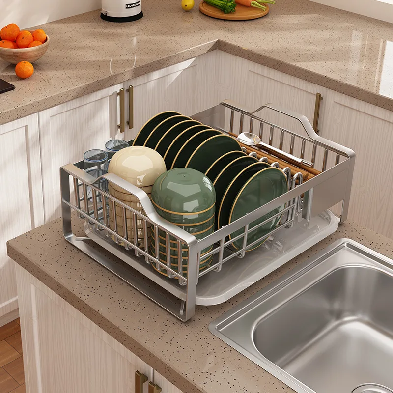 Custom Stainless Steel Metal Black Rustproof Drainboard Plate Drying Kitchen Organizer Over Sink single Dish Drying Drainer Rack