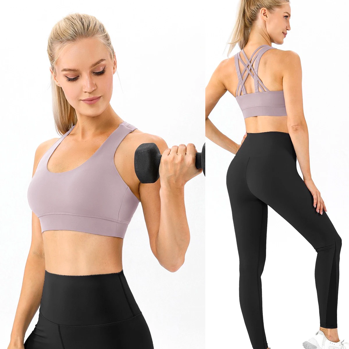 Multi Strappy Back Ropa De Yoga Apparel Sports Bra Custom Logo Medium Support Breathable Running Top Gym Bra with Removable Cups