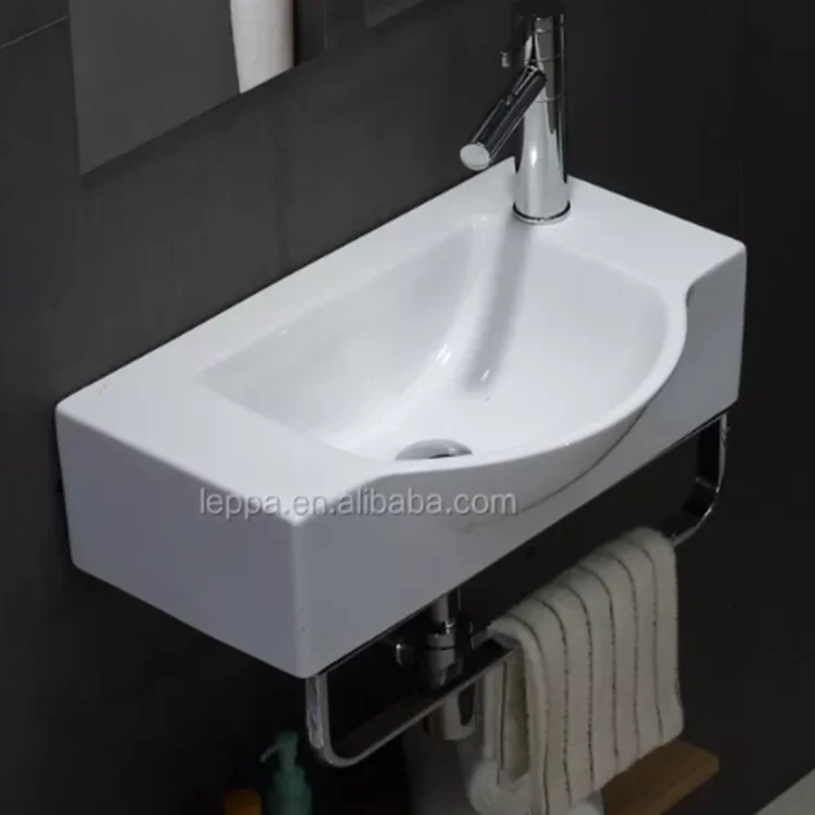 High grade sanitary ware wall hung sink ceramic wash basin Bathroom art basins with towel rack