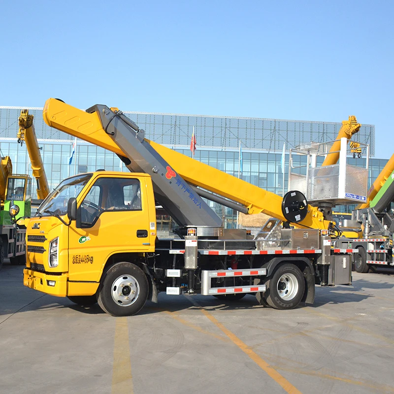 23 meters hydraulic aerial cage truck for high altitude advertising installation