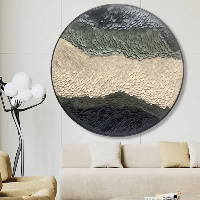 JZ Custom Home Decor Wabi Sabi Artwork 3D Abstract Painting Modern Handpaste Leather Wall Art