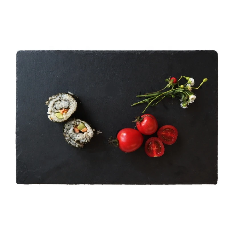 35*25 cm Rough Edge Food Serving Slate Plate Charcuterie Decorative Plates For Serving Food Decoration