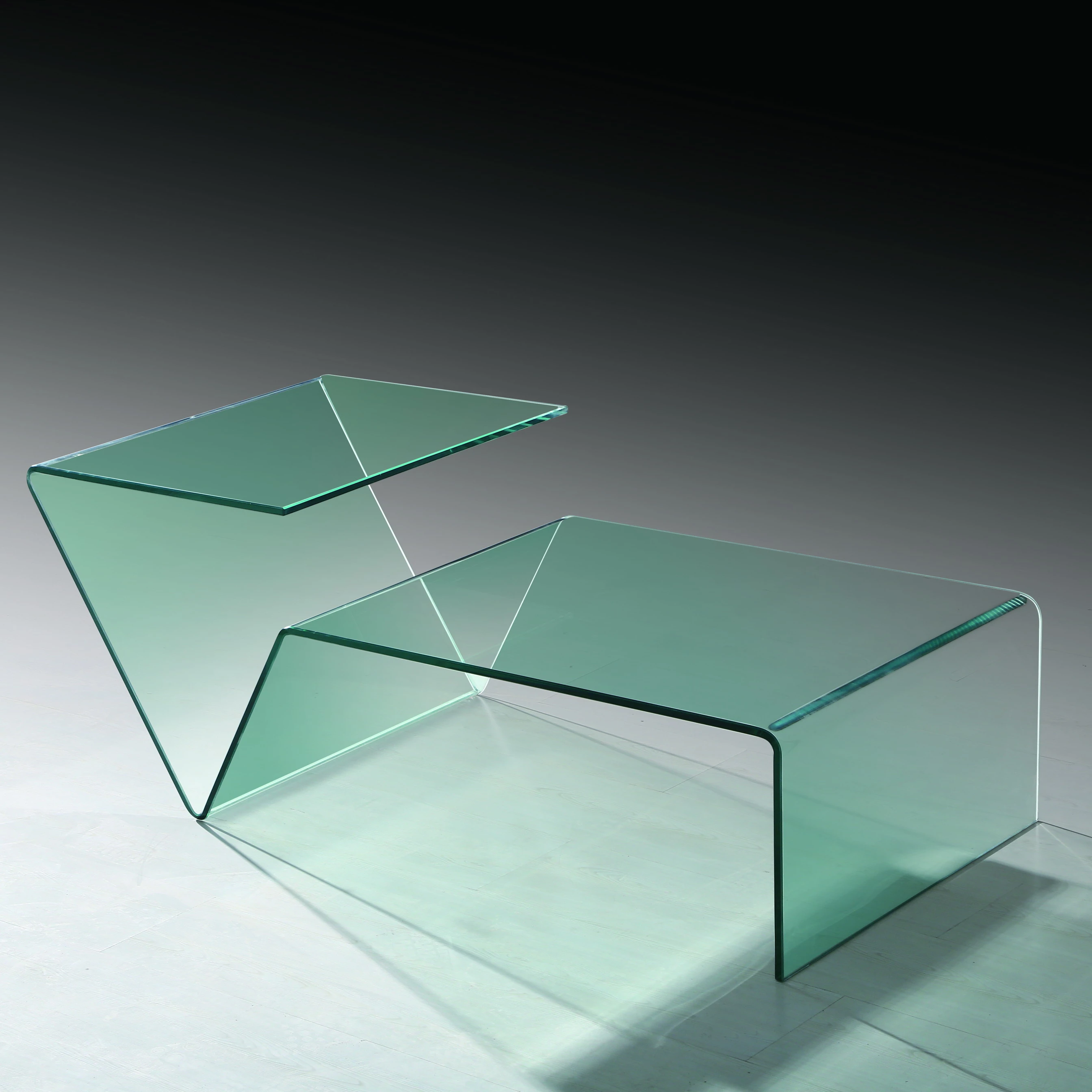 Modern design glass table living room bent glass coffee table tea table