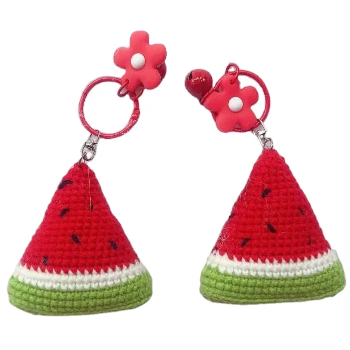 Handmade Knitting Hanging Bag Accessories Key ring Crochet Fruits and Vegetables Keychains For Girs