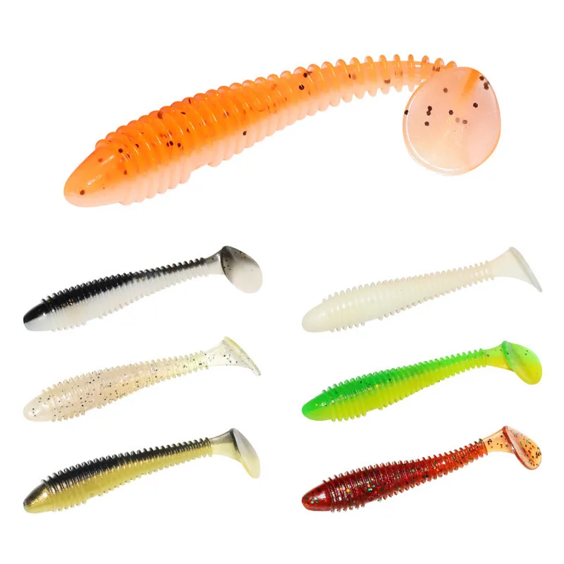 Wholesale Nice price 60mm 1.2g T tail soft plastic sinking fishing lure for fish