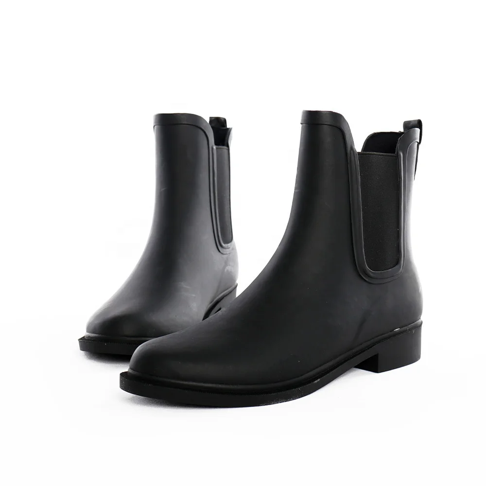 Chelsea Rain Shoes Woman Ankle Rainboots Rubber Boots Non-slip Water Shoes Female Galoshes Overboot for Adult Beige Pink Black