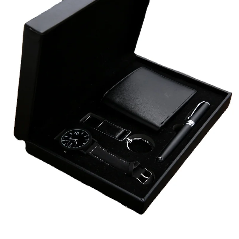 Promotional Products For Business Gift Men Watch Exquisite 4-piece Gift Box Business gift set