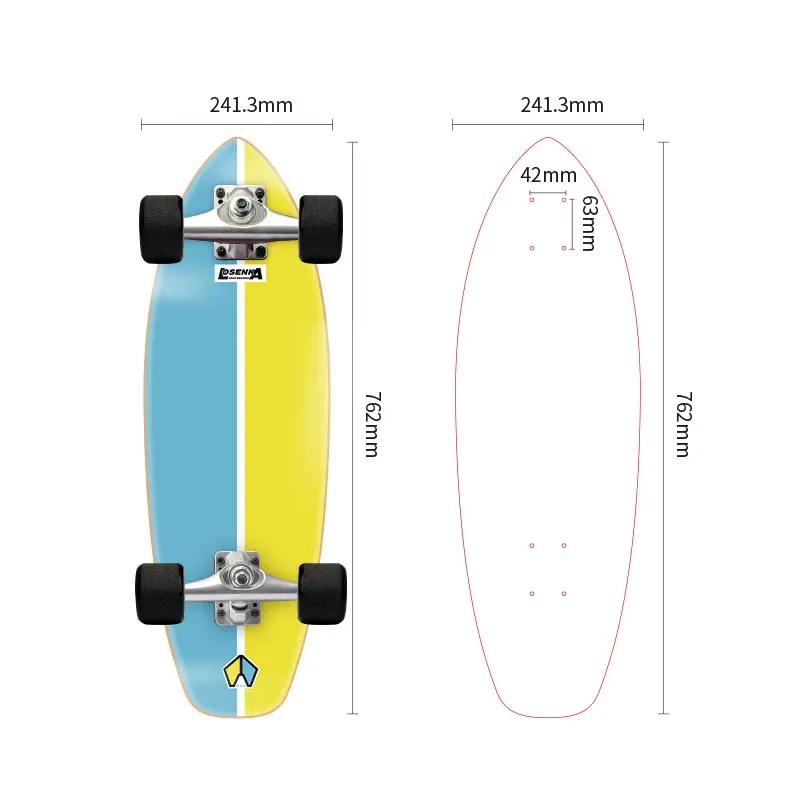 32 10inch cheap complete surf skateboard Russian maple skateboard deck 7ly custom surfskate