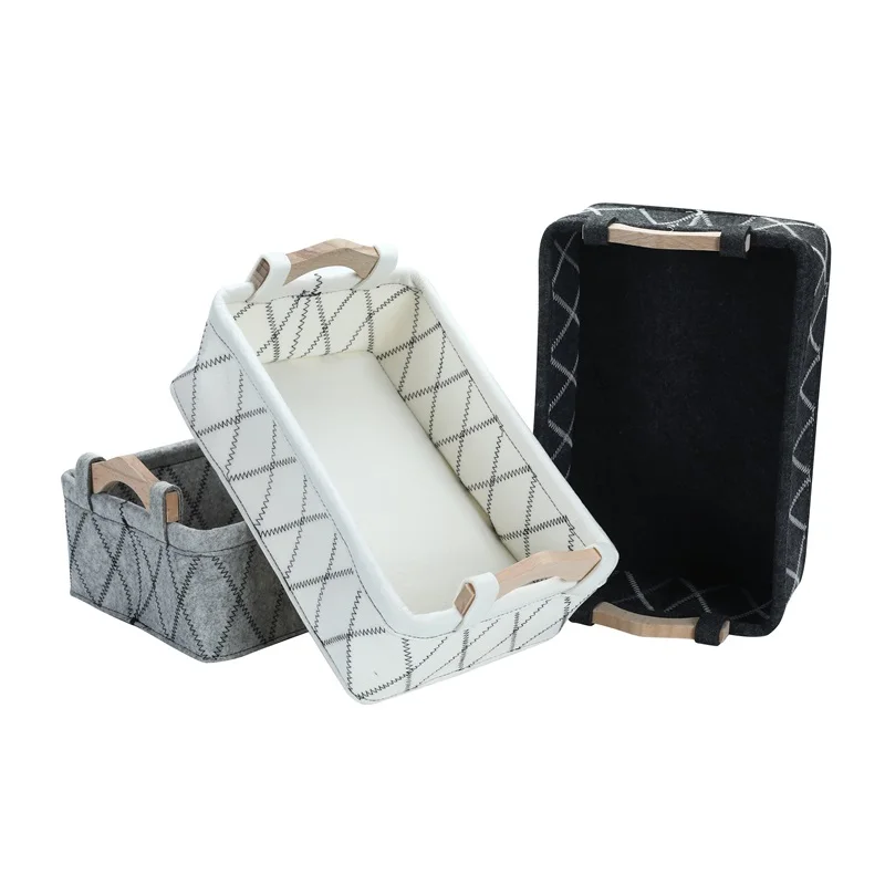2021 new style felt storage box different size organizer sundries storage collection box with handle