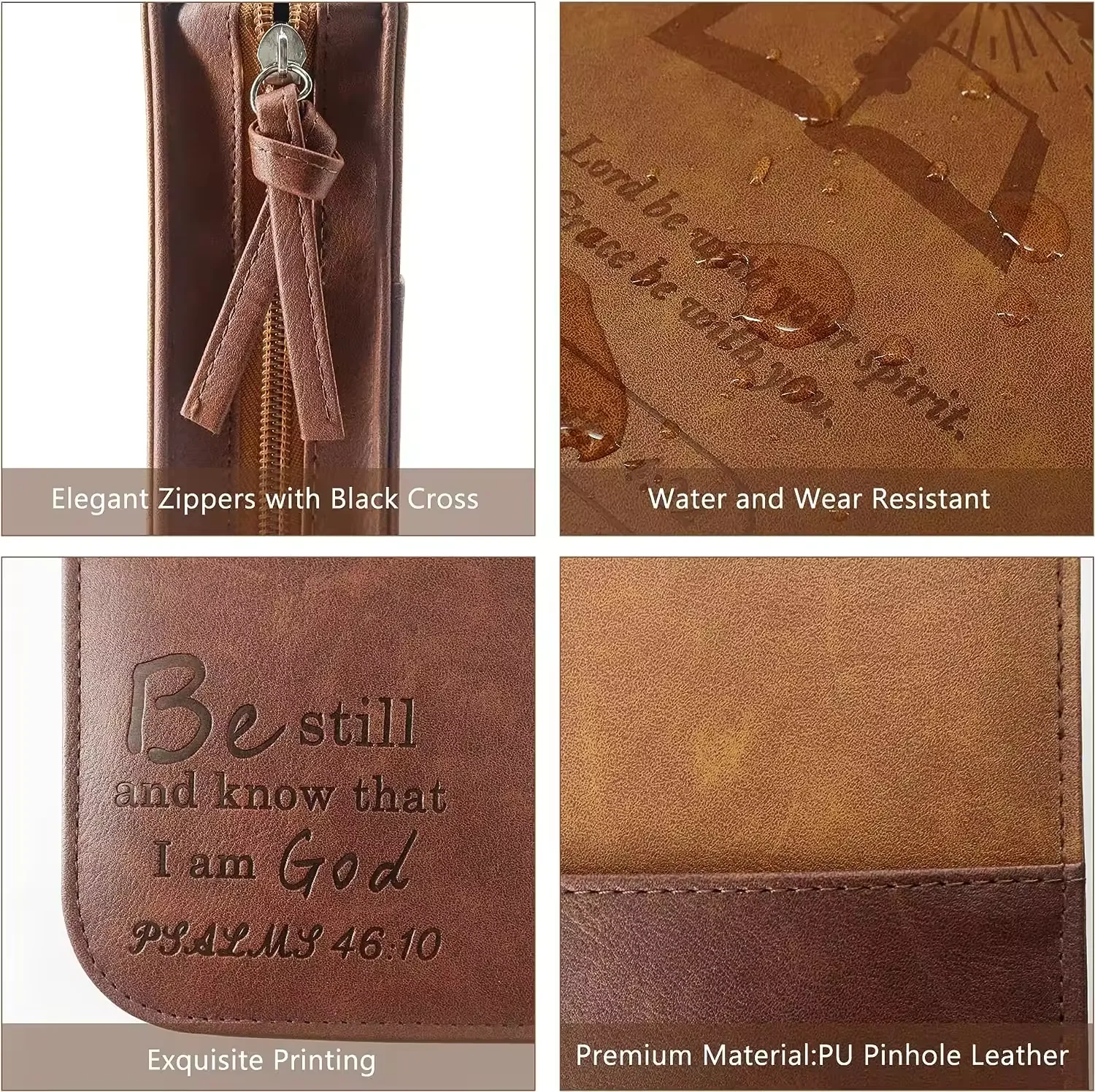 Custom High quality portable hard shell  PU  Leather  case for free pocket customized bible cover book case church bible bag