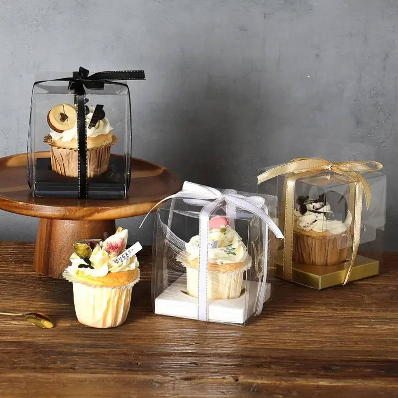 Wholesale Custom Cup Cake Boxes Set Mini Transparent Single CupCake Box
