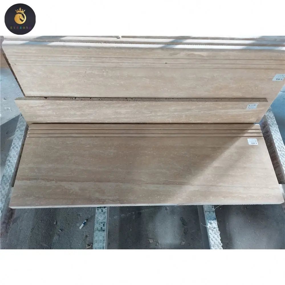 EV Wholesale Light Beige Natural Travertine Tiles Polished Indoor Outdoor Hotel Use Staircase Treads Travertine Tiles Turkey