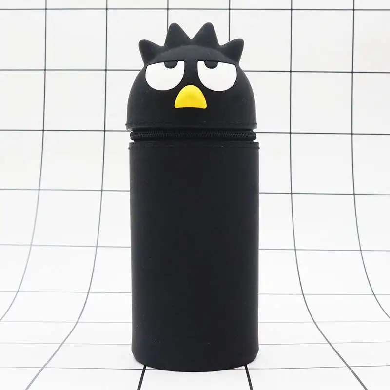 Eco-friendly promotion cartoon design soft waterproof zipper silicone cute pencil case for school