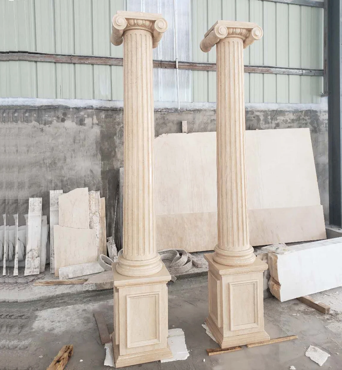 Hand Carved Stone Column Marble Roman Pilar Sculpture