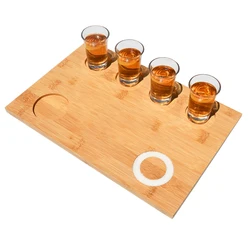 Personalized Engraved Tequila Flight Board Wine Liquor Shot Glass Holder Bar Serving Trays with Salt Rim for Family Party