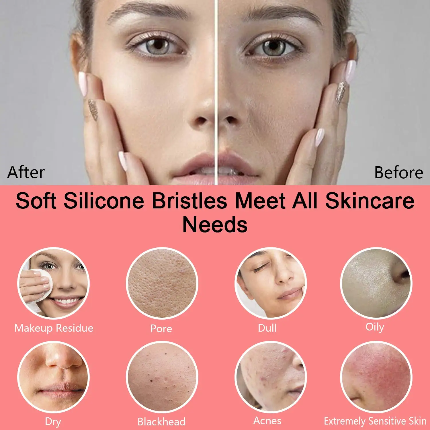 Mini Electric Facial Cleansing Brush Silicone Sonic Face Cleaner Deep Pore Cleaning Skin Massager Face Cleansing Brush Device