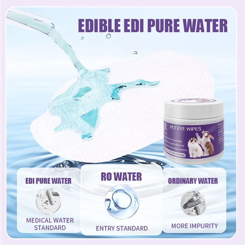 OEM/ODM Pet Cleaning Product Pet Eye Wipes Remove Tears Clean Stain Safe Hygiene Pet Wipes For Cats Dogs