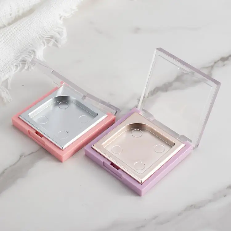 New Design Wholesale DIY Single Color Blush Case Plastic Mini Portable Eyeshadow Case Square Cosmetics Container