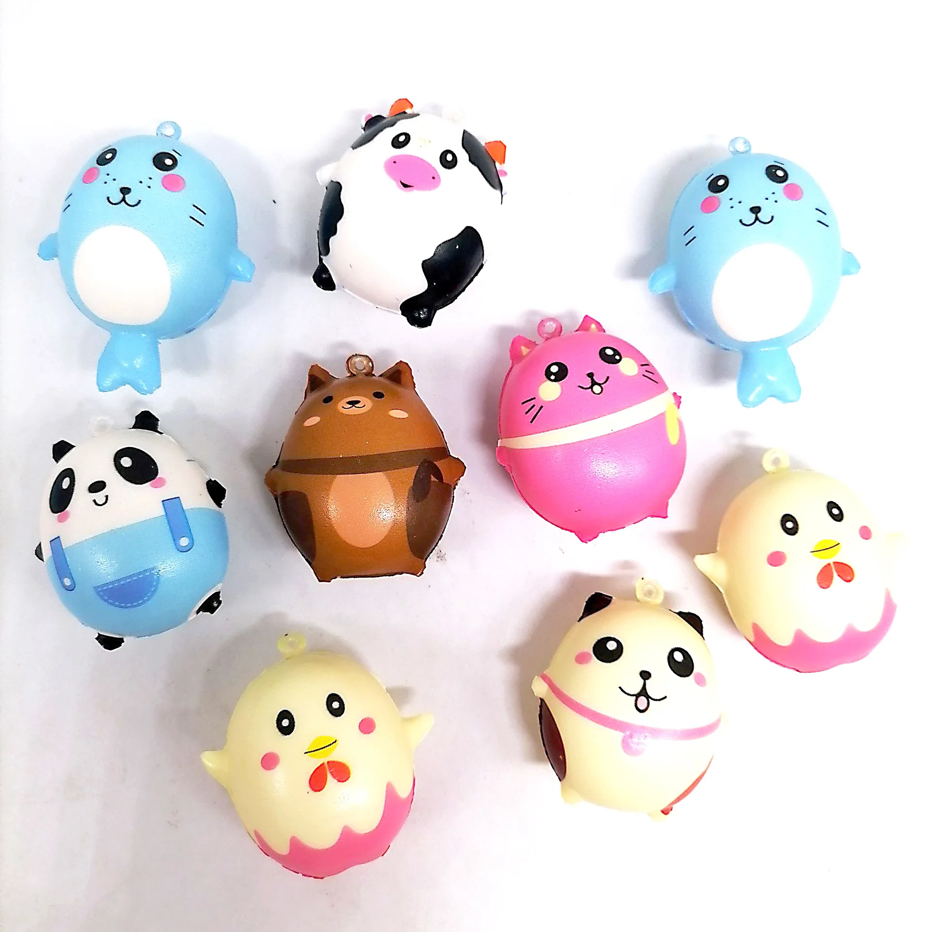 K285 Slow Rising Keychain Mini Cute Fidget Sensory Toy Soft Squeeze Animal Squishies Vending Capsule Toys For Kids