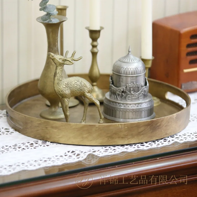 Xiang Jin New Chinese Retro Round Tray Hotel Banquet Mat Tray Plastic Decorative Tray