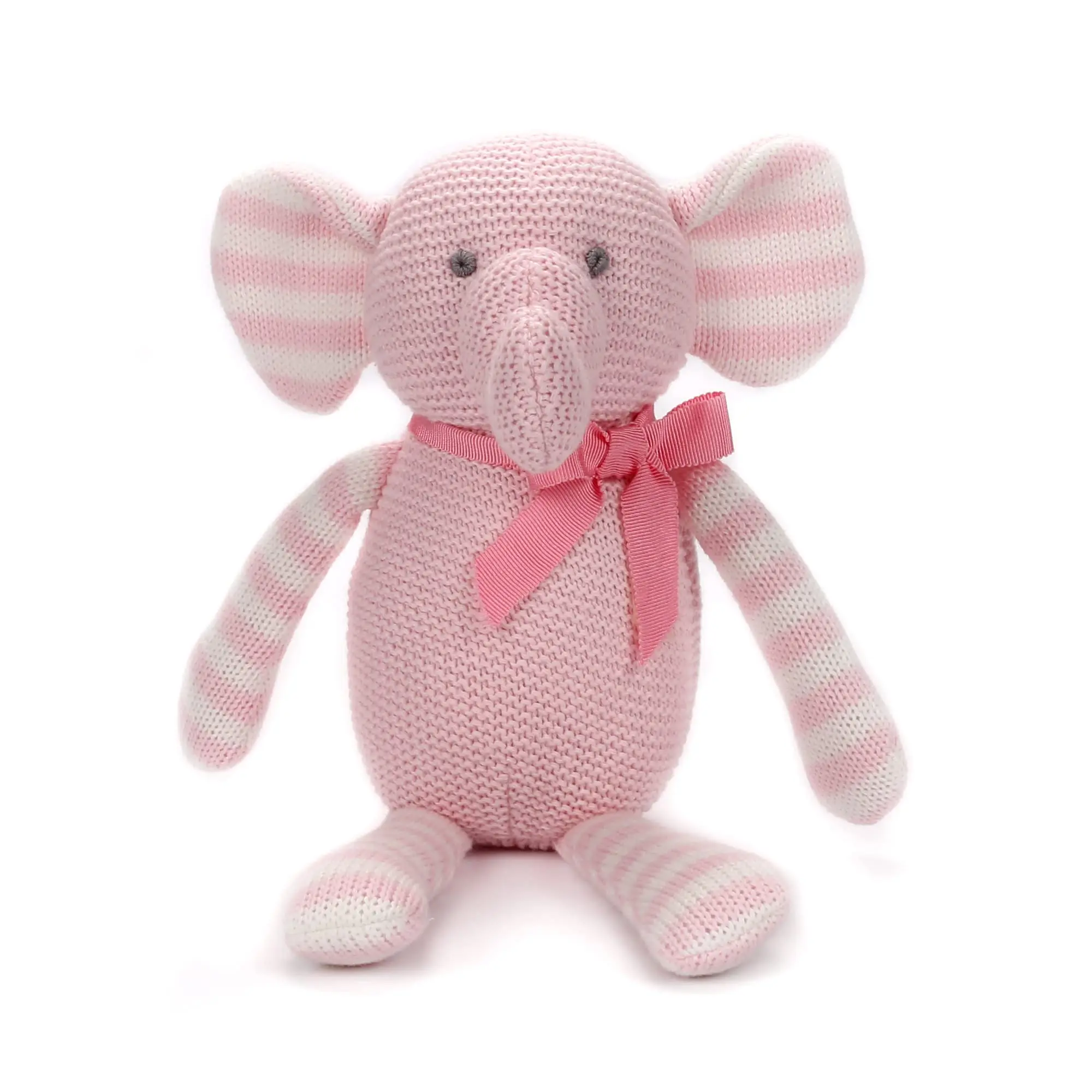 OEKO TEX STANDARD Organic Cotton Toy Pink Elephant Stuffed Animal 7.1 Inches (About 18 Cm) For Baby Birthday Gift