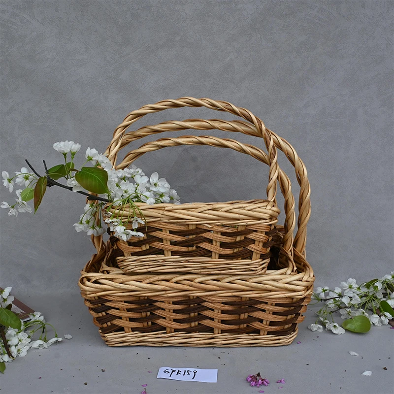 Flower Wicker Basket Hand-woven Basket Willow Storage Basket With Handles
