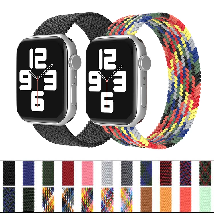 Эластичный соло Плетеный петельная ткань тканый нейлоновый ремешок для часов для наручных часов Apple Watch, версии 41 45 мм для наручных часов Iwatch серии Se 8 7