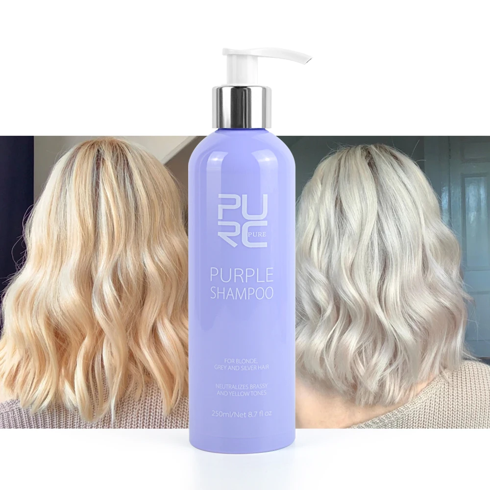 Purple Anti- brassy Shampoo Own Brand Silver Blonde Hair Color Hair Toner Shampoo No Yellow Shampoo