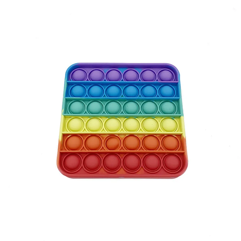 
2021 Amazon Best Sale Product Rainbow Kids Toy Silicone Bubble Popping Game Sensory Fidget Toy 