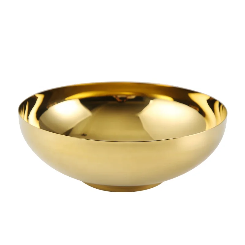 Korean Style Supply Mirror Polished Double-Wall Insulated Stainless Steel Soup Bowl Polished Food Mixing Bowl Salad Bowl