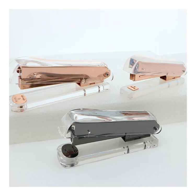 Competitive Price Elegant Plastic Acrylic notebook paper Stapler Set for Office