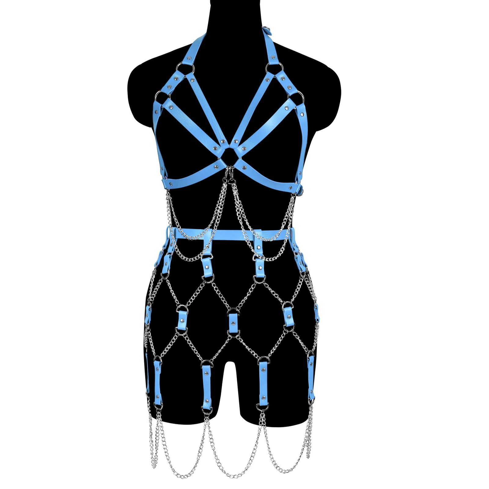 Fetish bondage erotic fringed body chain Cosplay Costume sexy leather ladies lingerie