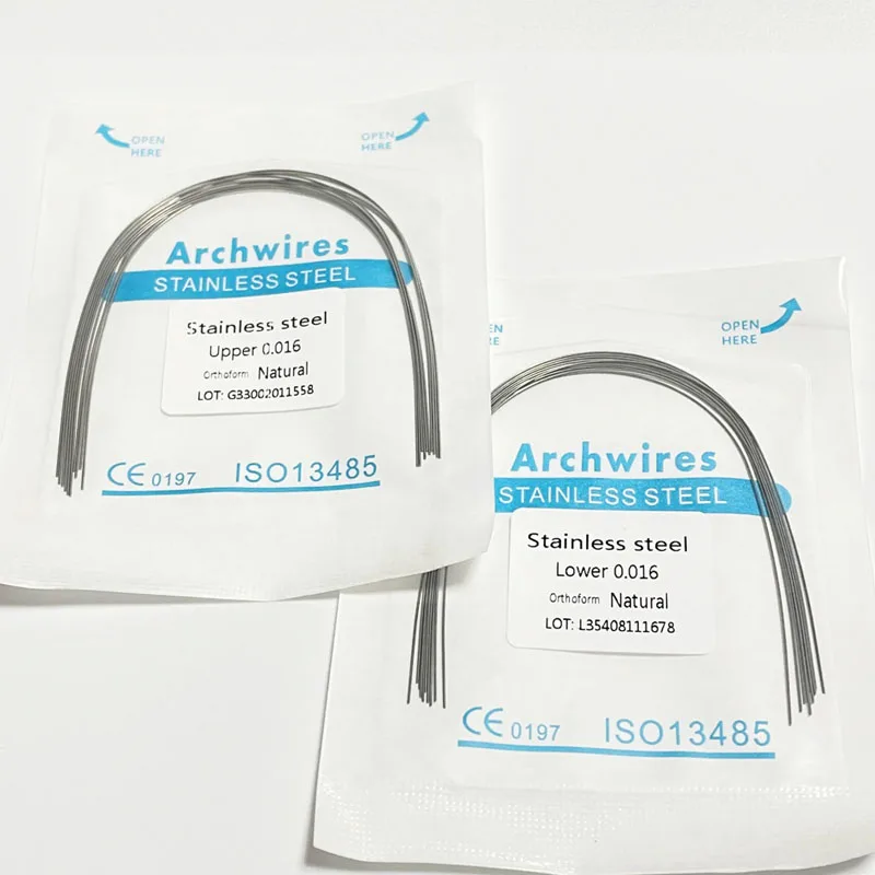 10pcs/pack Dental Orthodontic Stainless Steel Round/Rectangular Wire Natural Form Dentist Material Dental Arch Wire