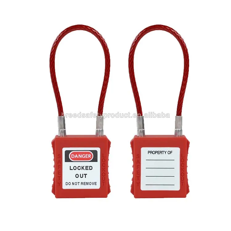 Loto Custom Insulated Plastic Layer Covered Steel Cable Safety Padlocks With UV Proof Labels G41