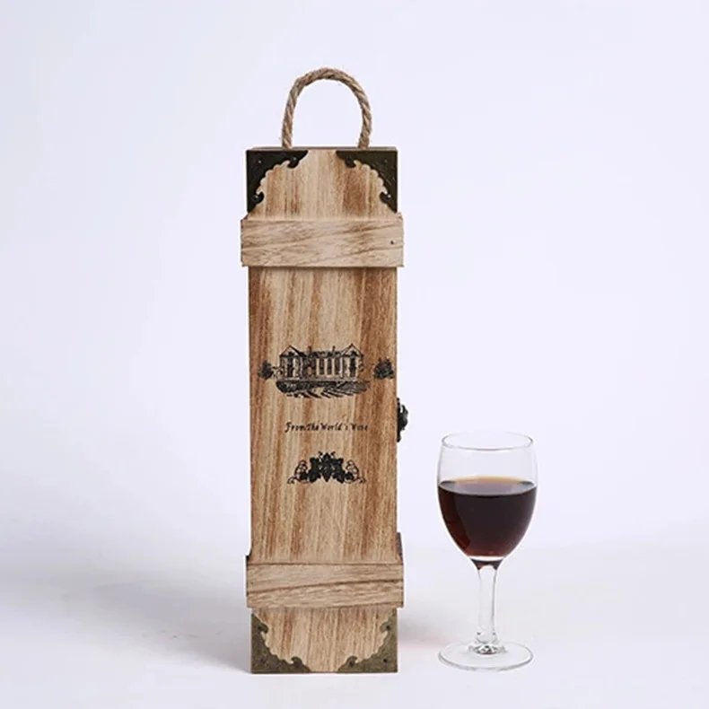Personalized Natural Color Wooden Wine Gift Box Fashionable and Elegant Wedding Keepsake Gifts Wooden wine box