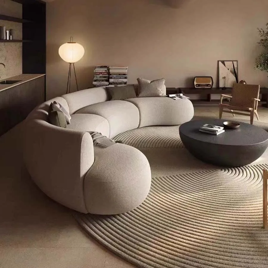 Good Quality Modern Living Room Curved Lounge Sofa Luxury White Velvet Fabric Sofa Set For Home Furniture