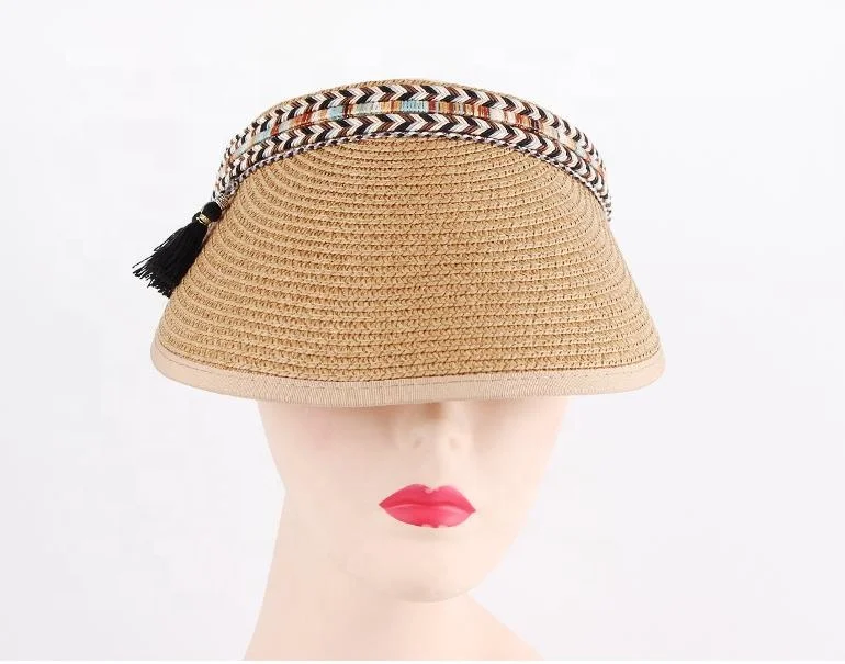 Luxury Vintage National Ethnic Women Men UV Beach Golf Cap Open Empty Top Summer Straw Sun Visors Hat