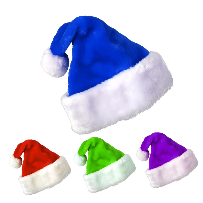 OEM ODM wholesale high quality adult plush custom embroidery logo christmas santa hat