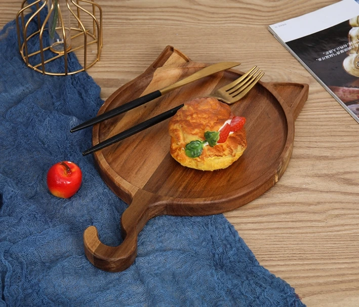 Wholesale Placemat Dinnerware Natural Black Multi-Rule Solid Wood Tray Slate Sushi Plate for Food Serving