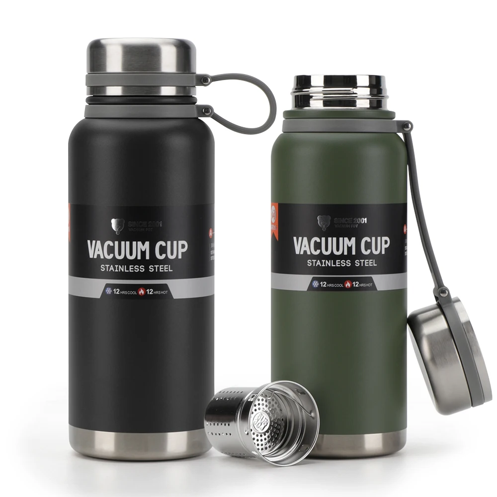 900ml 1100ml Double wall 304 Stainless Steel Portable Vacuum Flasks Adult Sports water Bottle with Handle