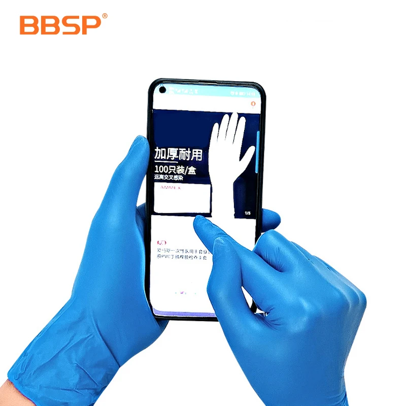 Hot Selling Single-use Powder Free Non Sterile Blue Black White Medical House Nitrile Gloves