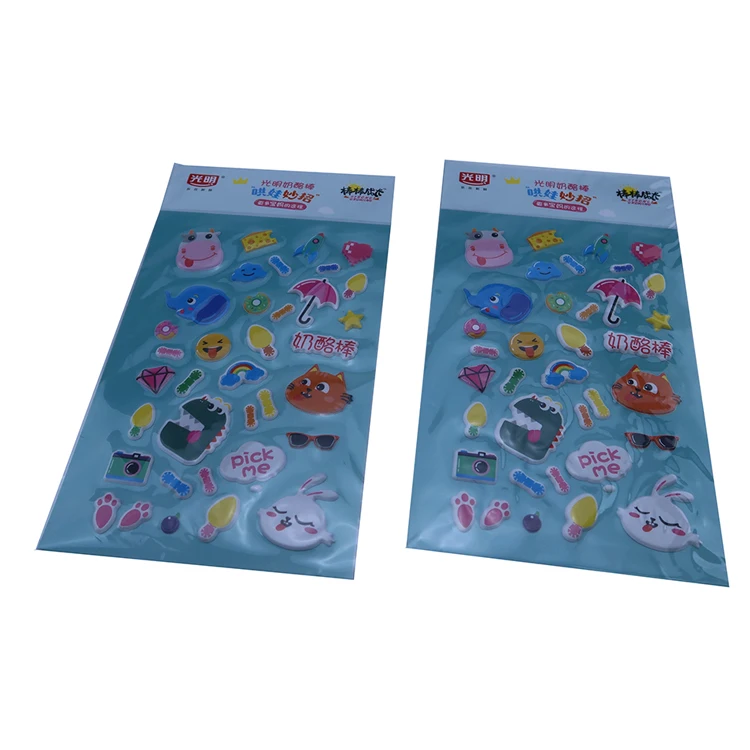 Sticker Puffy 3D PVC Glitter Sticker Puffy Animals Shake Sticker