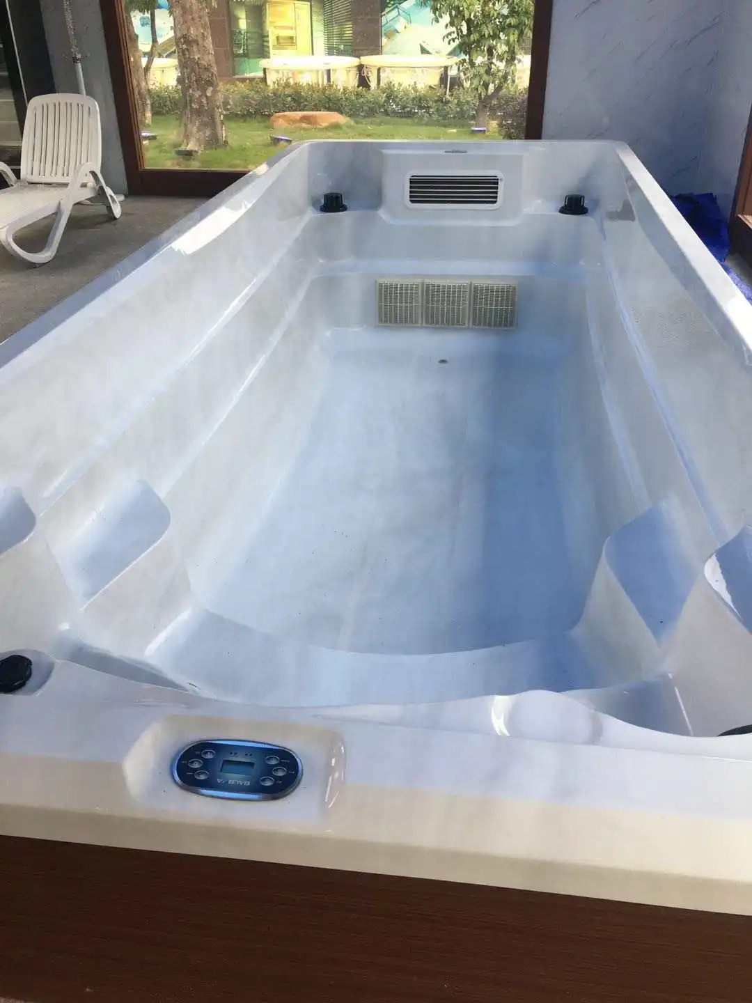 Family backyard 12 person hot tubs garden jet nozzle mini swimming pool fiberglass 8 meter swim spa