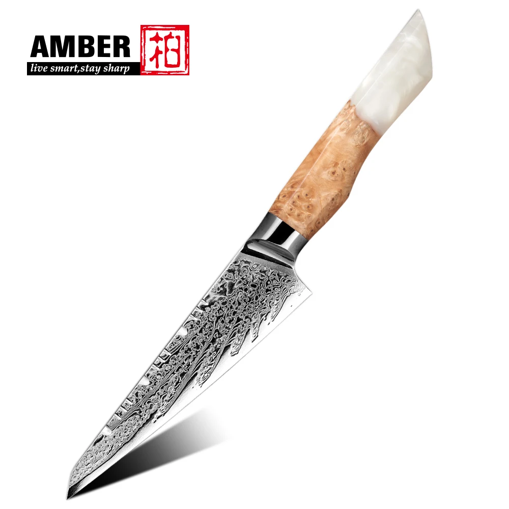 Factory Price Wood resin handle 67 layer damascus steel fruit knife paring knife kitchen knife for fruits