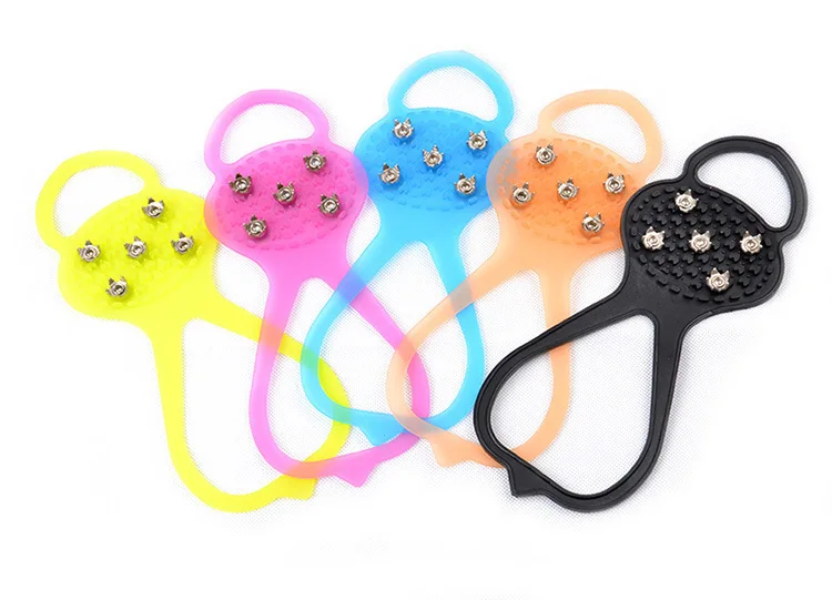 JETSHARK 5 Spikes Ice Crampons 1 Pair Silicone Crampons Climb Anti Slip Ice Claw Anti Slip Crampons For Kids Adults